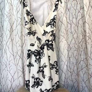 Romeo and Juliet couture white with black floral mini dress.